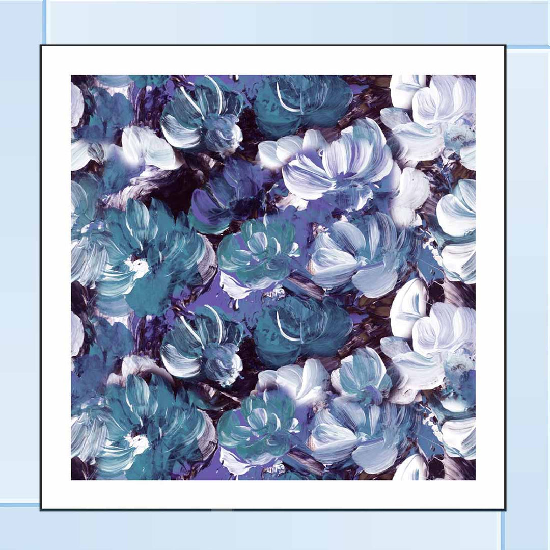 AB447 blue floral abstract