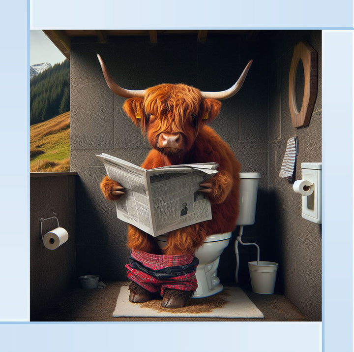 AN1118 HIGHLAND COW ON TOILET |||
