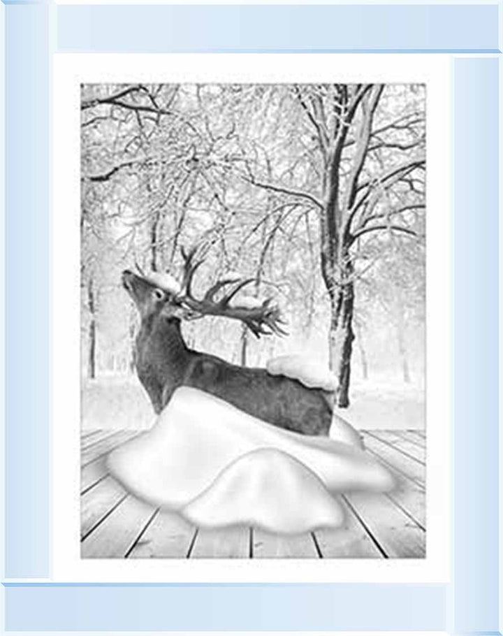 AN749-B&W Dear on Winter Snow l
