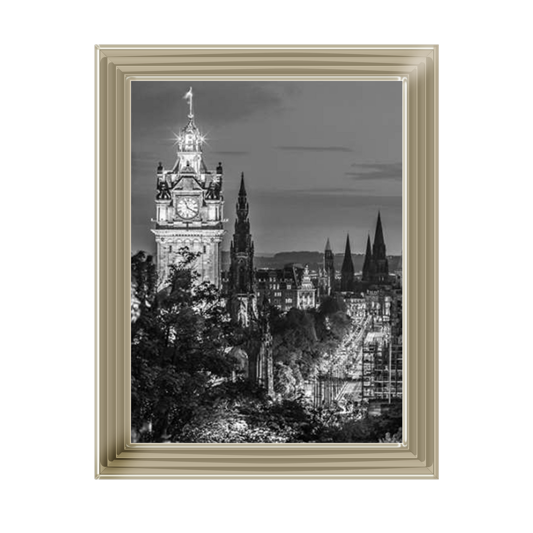Princess Street and the Balmoral Hotel and night, Edinbrugh, Scotland, Assaf Frank