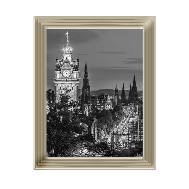 Princess Street and the Balmoral Hotel and night, Edinbrugh, Scotland, Assaf Frank