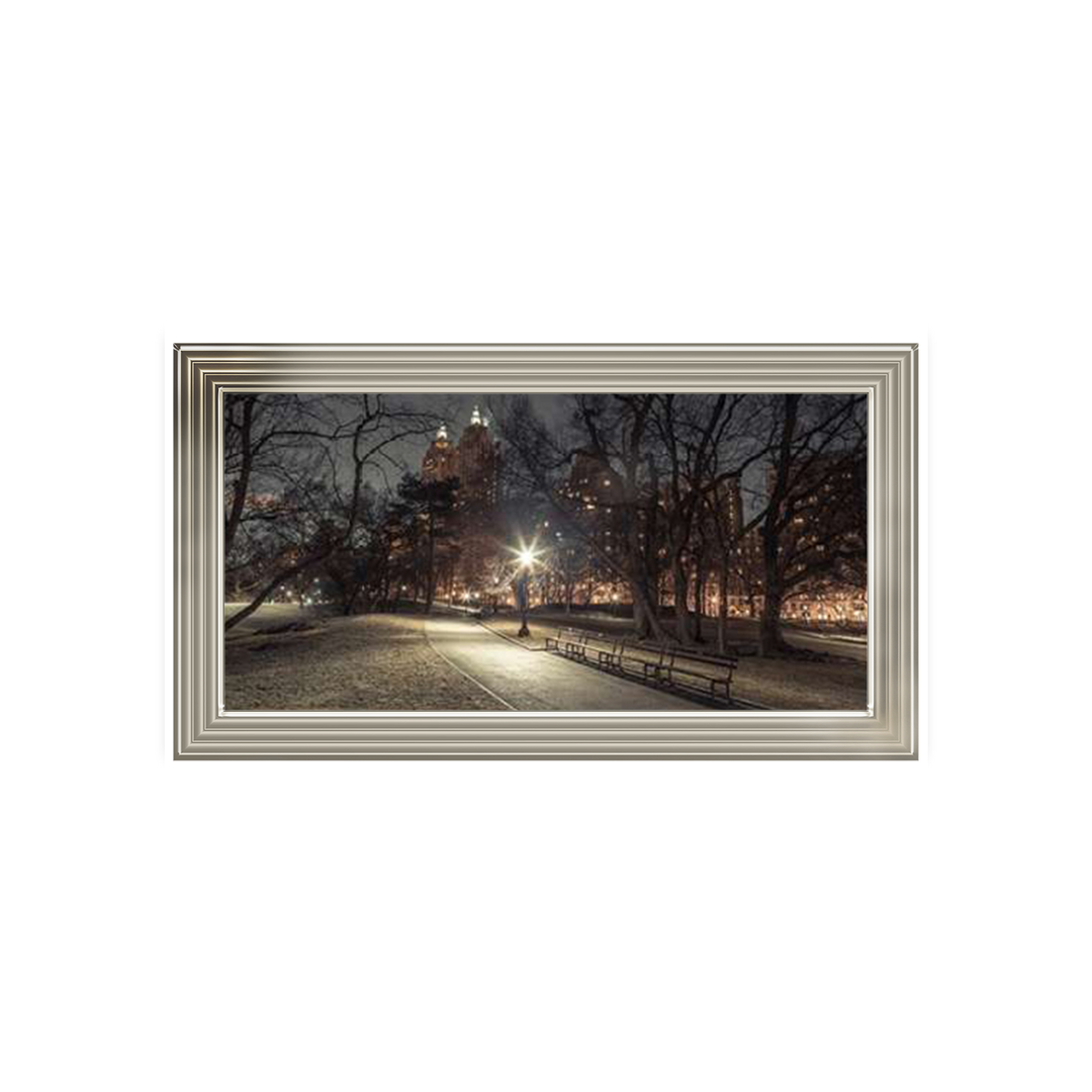 Path in cental park at night, winter, snow, New York. Assaf Frank