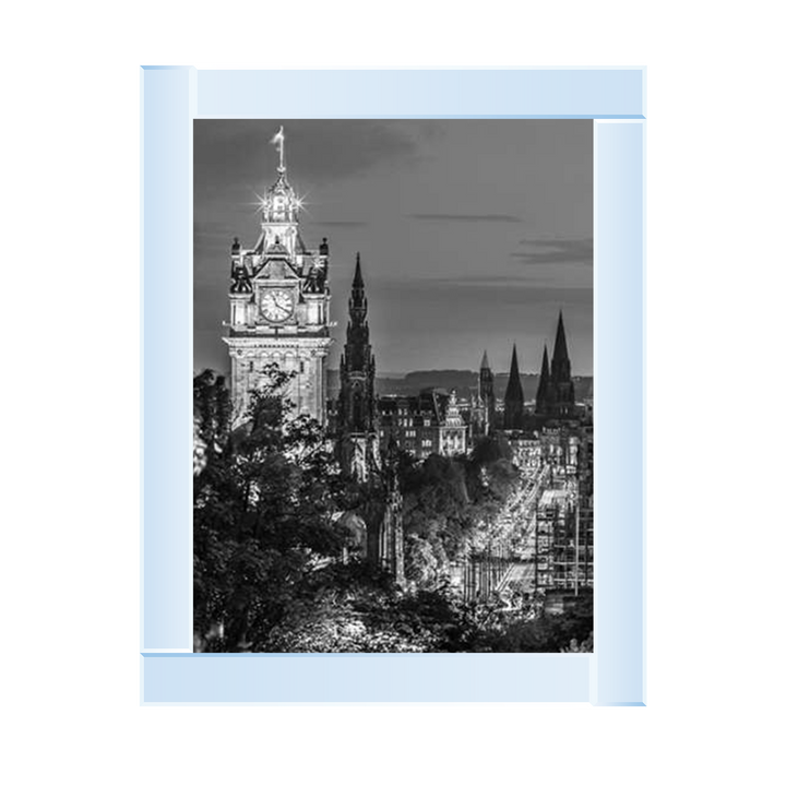 Princess Street and the Balmoral Hotel and night, Edinbrugh, Scotland, Assaf Frank