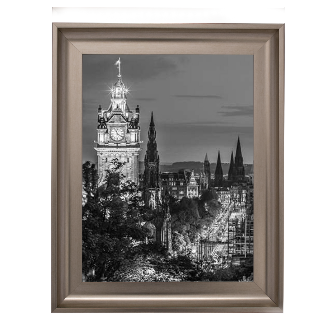 Princess Street and the Balmoral Hotel and night, Edinbrugh, Scotland, Assaf Frank