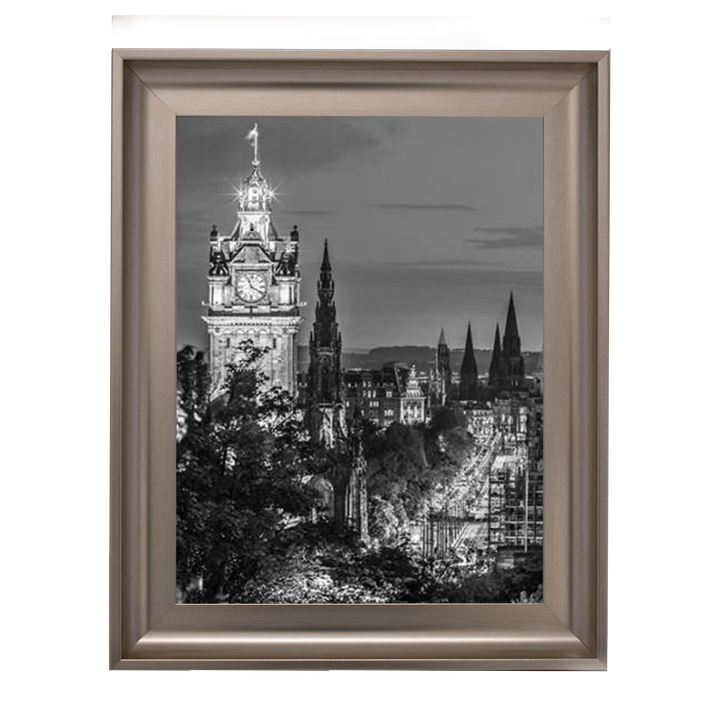Princess Street and the Balmoral Hotel and night, Edinbrugh, Scotland, Assaf Frank