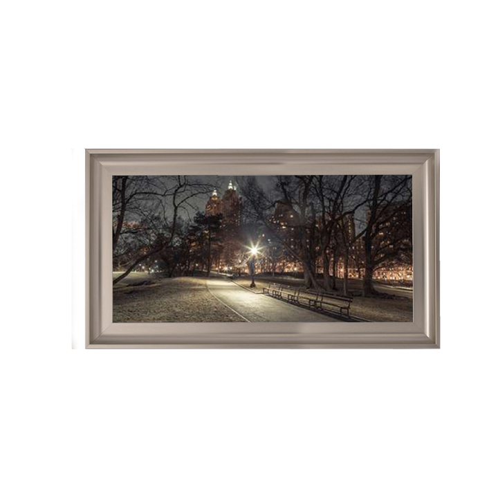 Path in cental park at night, winter, snow, New York. Assaf Frank