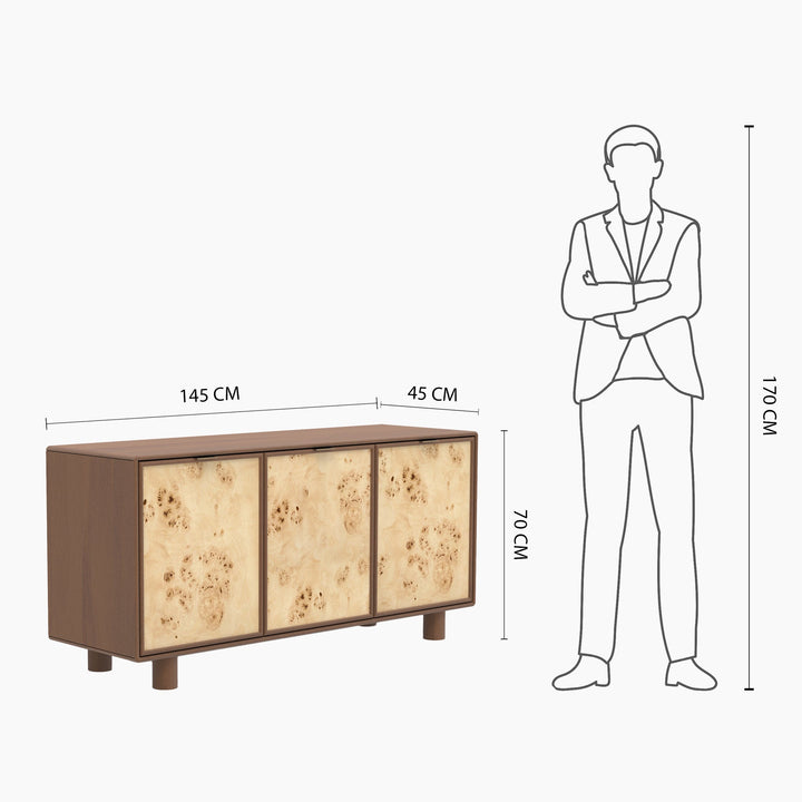 Burlwood Triple Door Cabinet