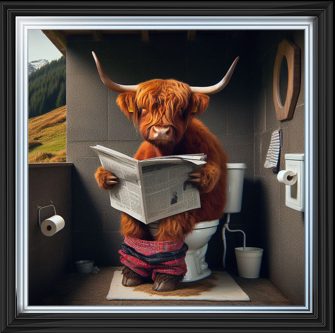 AN1118 HIGHLAND COW ON TOILET |||