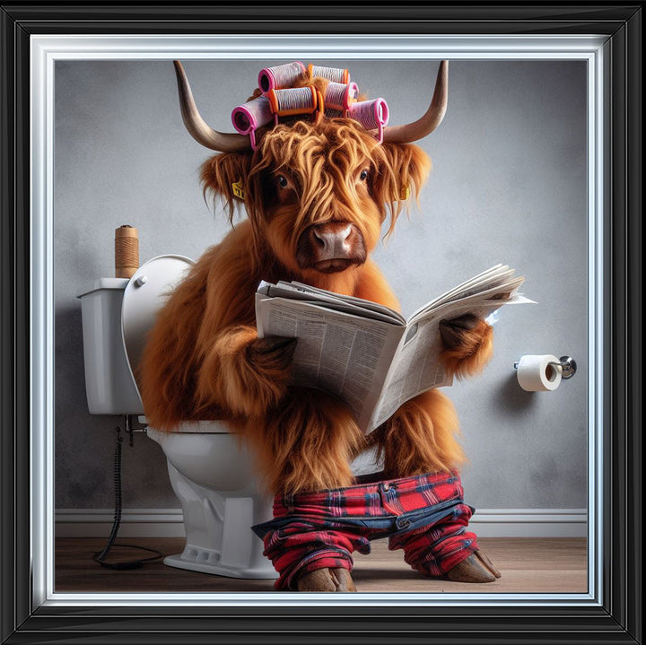 AN1113 HIGHLAND COW ON TOILET |
