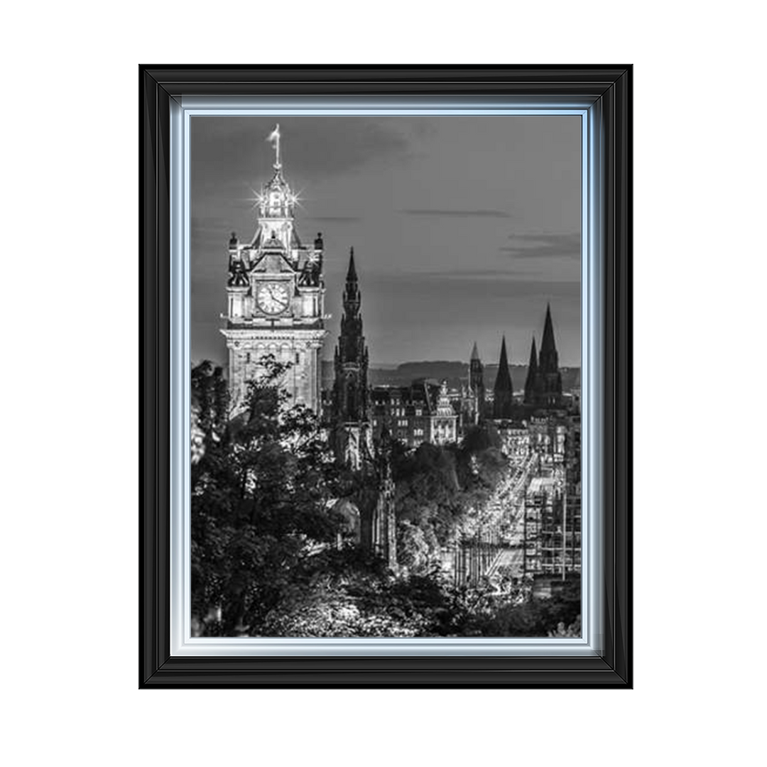 Princess Street and the Balmoral Hotel and night, Edinbrugh, Scotland, Assaf Frank