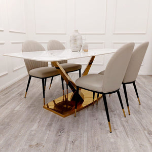 Valeo Gold 1.8 Dining Table with Polar White Sintered Stone Top