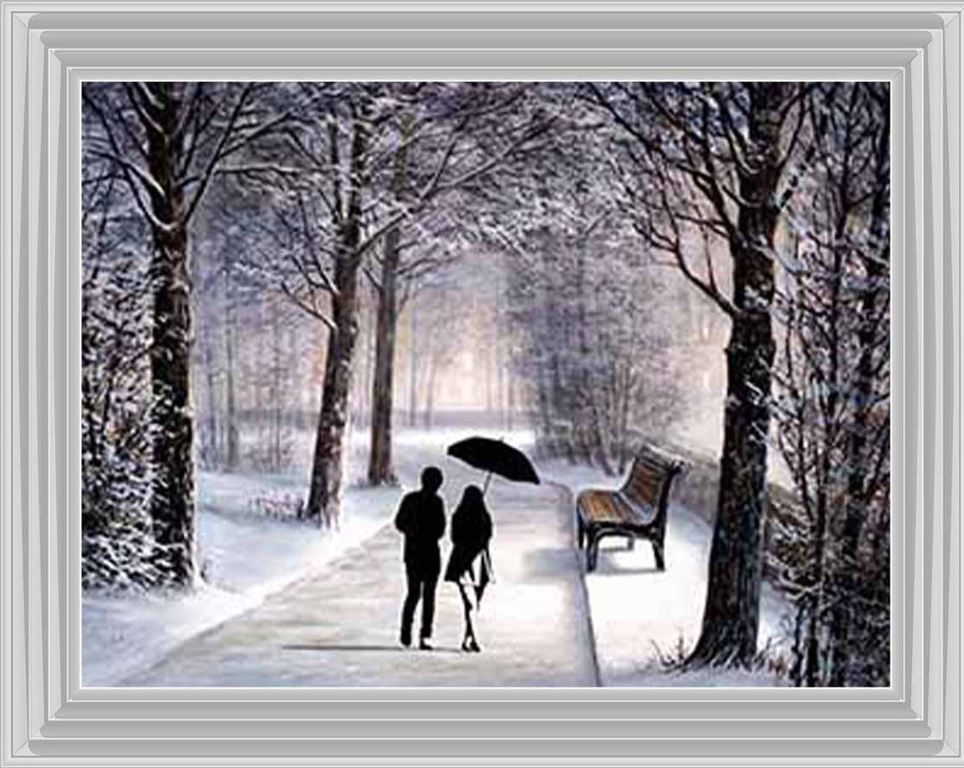 FG742 Couple Walking on Snow