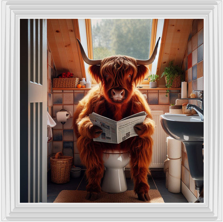 AN1115 HIGHLAND COW ON TOILET ||