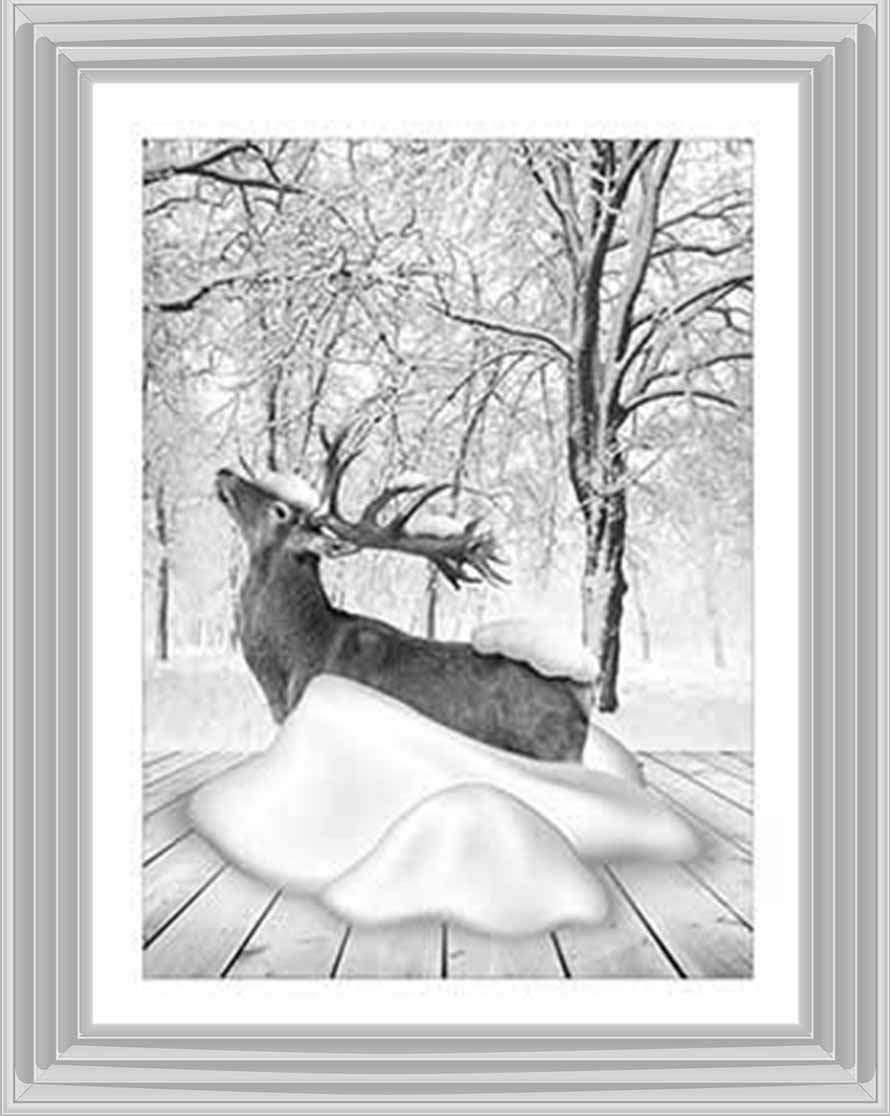 AN749-B&W Dear on Winter Snow l