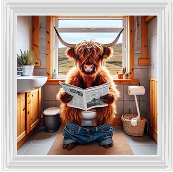 AN1095 40X40 MALE COW IN LAVATORY