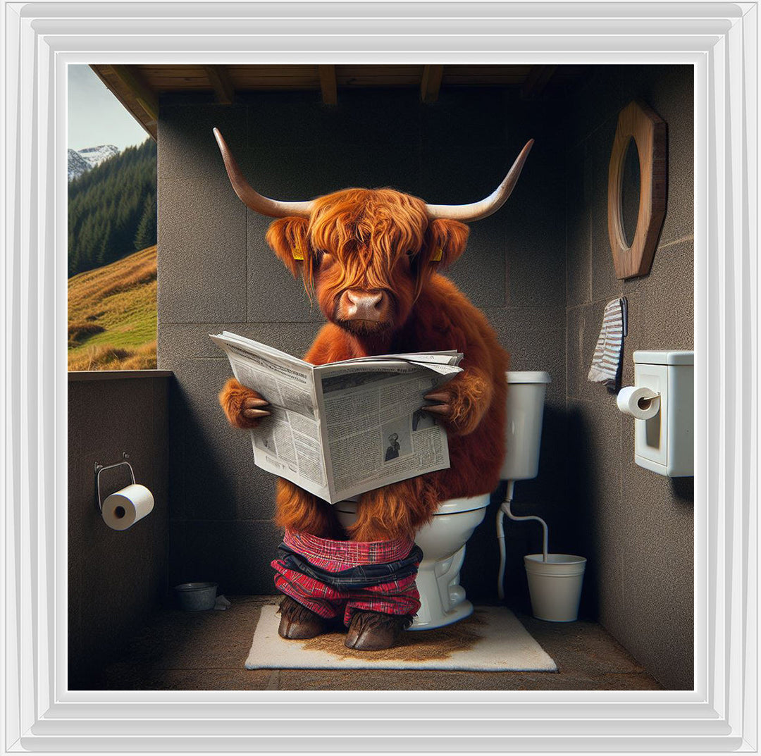AN1118 HIGHLAND COW ON TOILET |||
