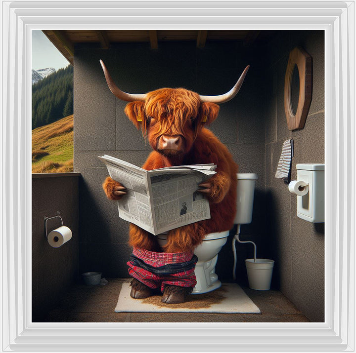 AN1118 HIGHLAND COW ON TOILET |||