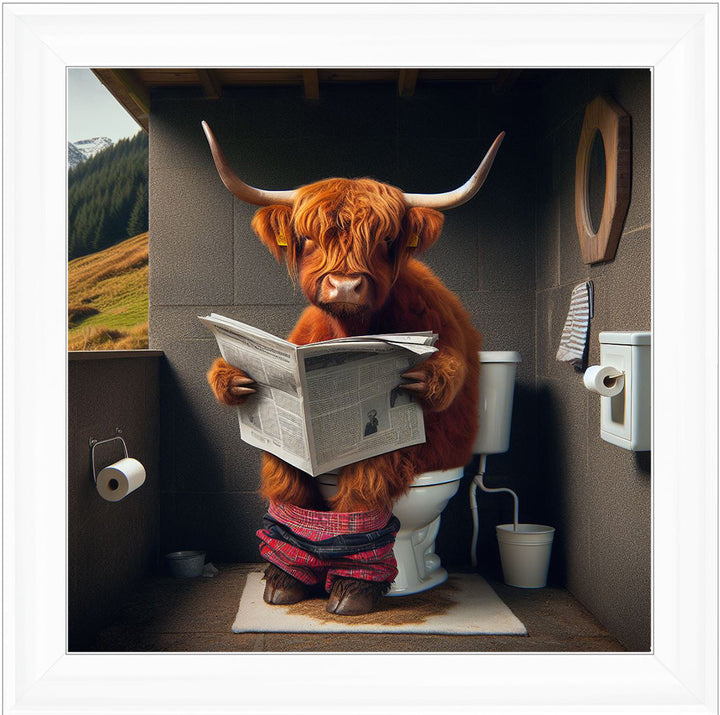 AN1118 HIGHLAND COW ON TOILET |||