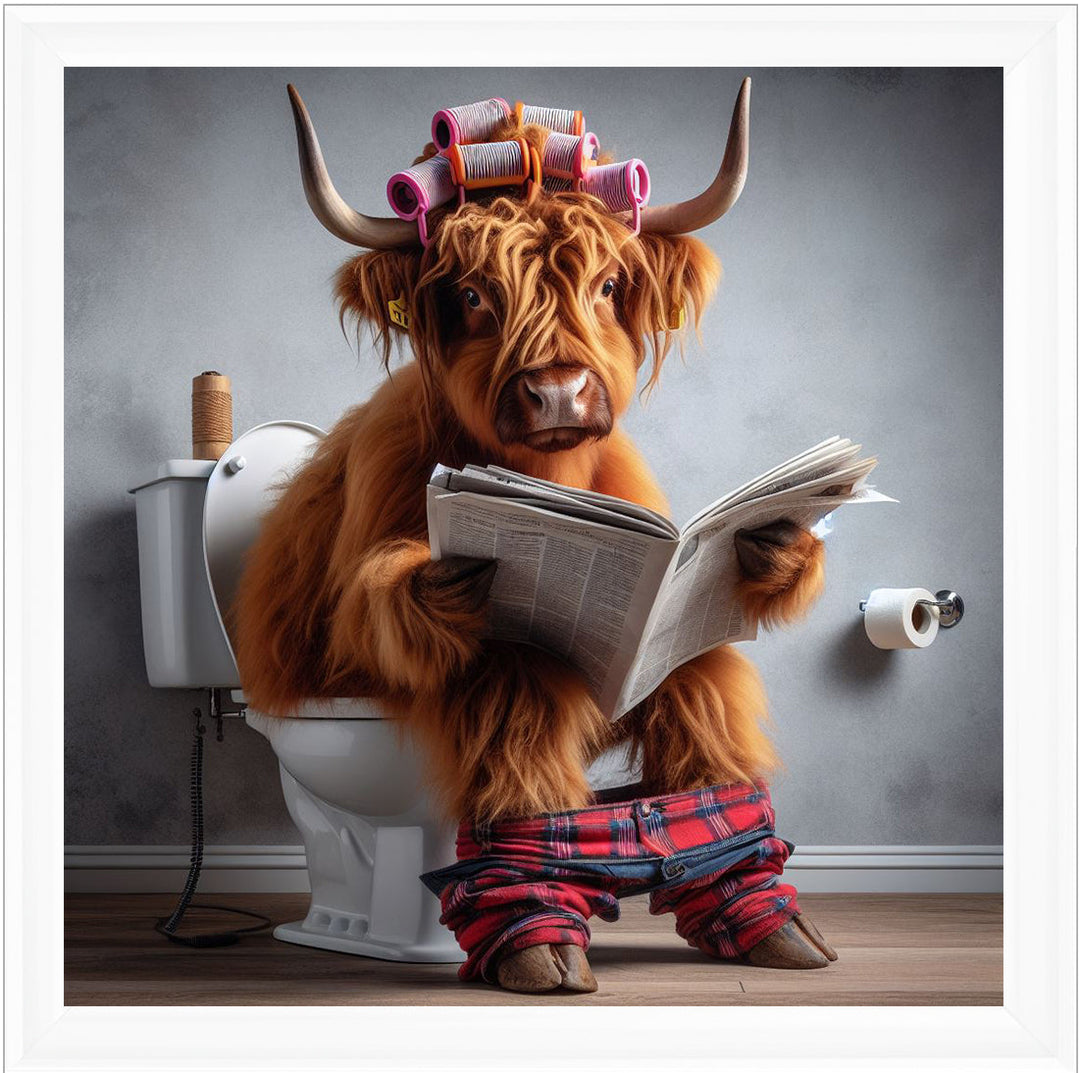 AN1113 HIGHLAND COW ON TOILET |