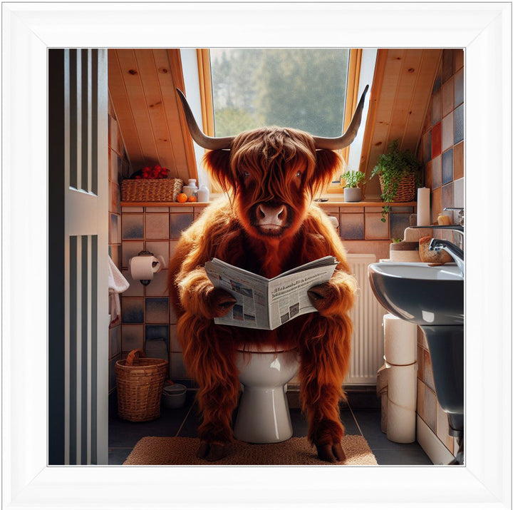 AN1115 HIGHLAND COW ON TOILET ||