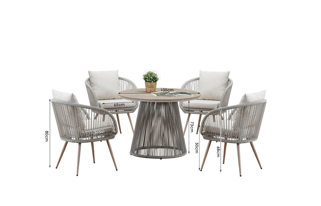 Cove Outdoor Dining Set - Natural - 4 Seater