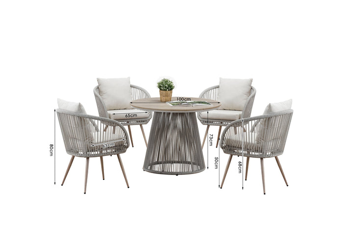 Cove Outdoor Dining Set - Natural - 4 Seater