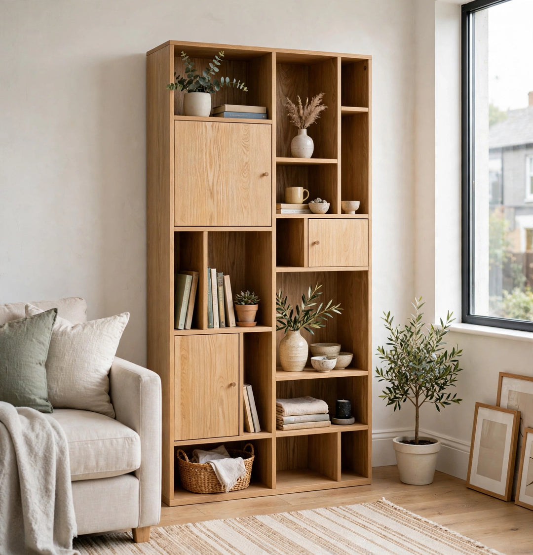 Rangoon 3 Door Large Bookcase in Oak
