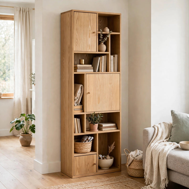 Rangoon 3 Door Bookcase in Oak