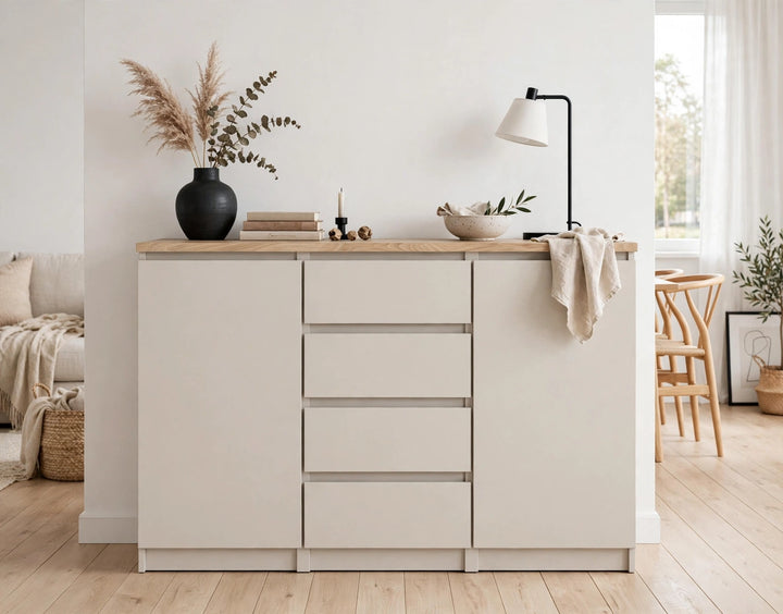 Naia Sideboard 4 Drawers 2 Doors in Cashmere Jackson Hickory