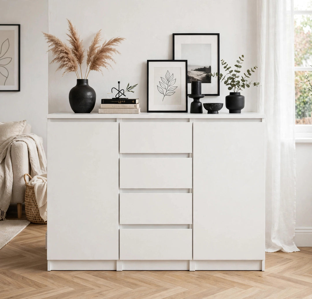 Naia Sideboard 4 Drawers 2 Doors in White