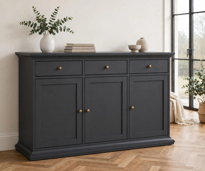 Paris Sideboard with 3 Doors and 3 Drawers in Matt Grey