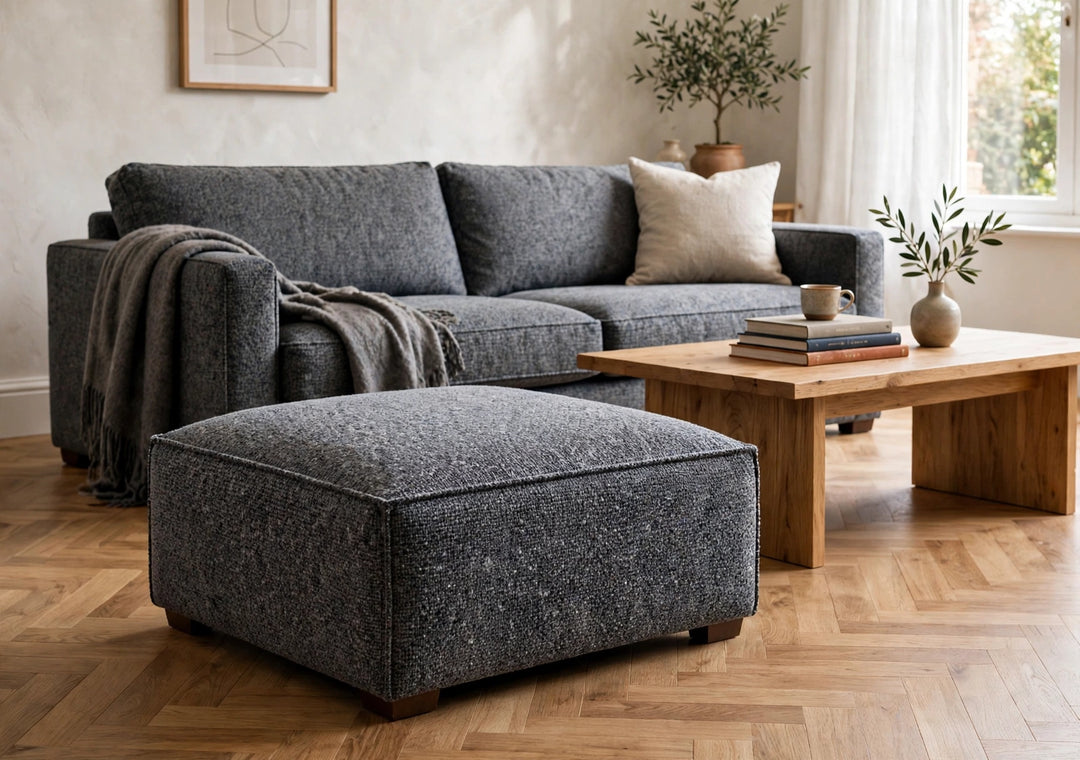 Aluxo Dakota 4 Seater Sofa with Chaise in Midnight Boucle