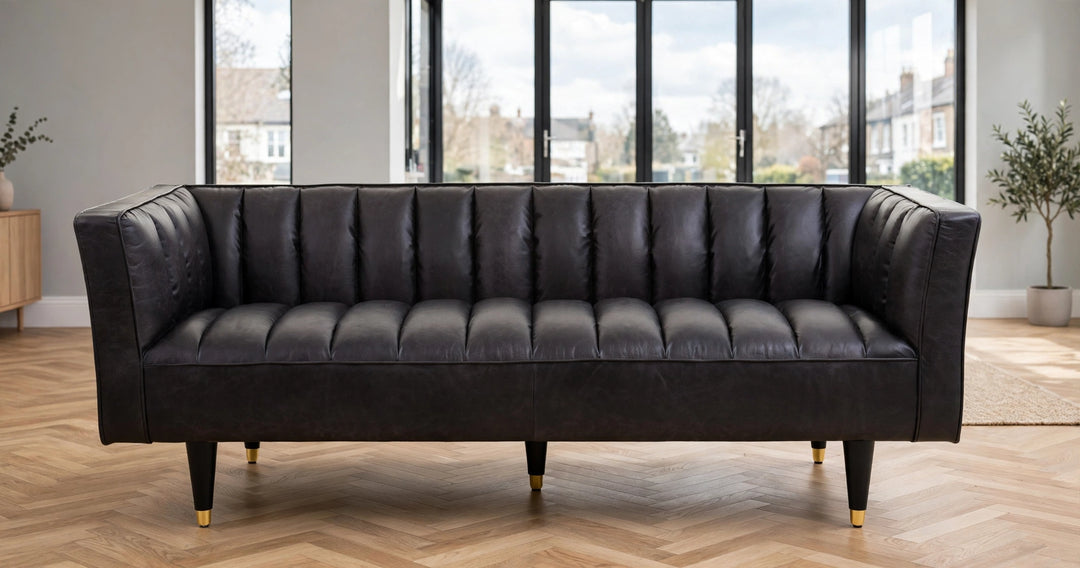 Riviera Leather Sofa – Flared Arms (Three Seater)