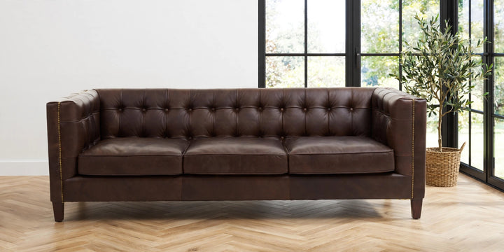 Riviera Leather Sofa – Tufted Back (Three Seater)