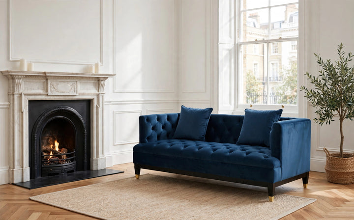 Solana 2-Seat Navy Fabric Sofa