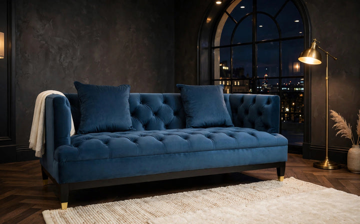 Solana 2-Seat Navy Fabric Sofa