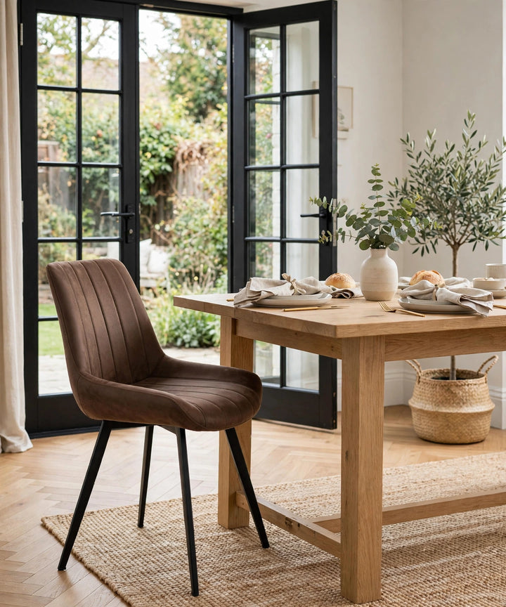 Malmo Modern Coffee Dining Chair in Oak Finish