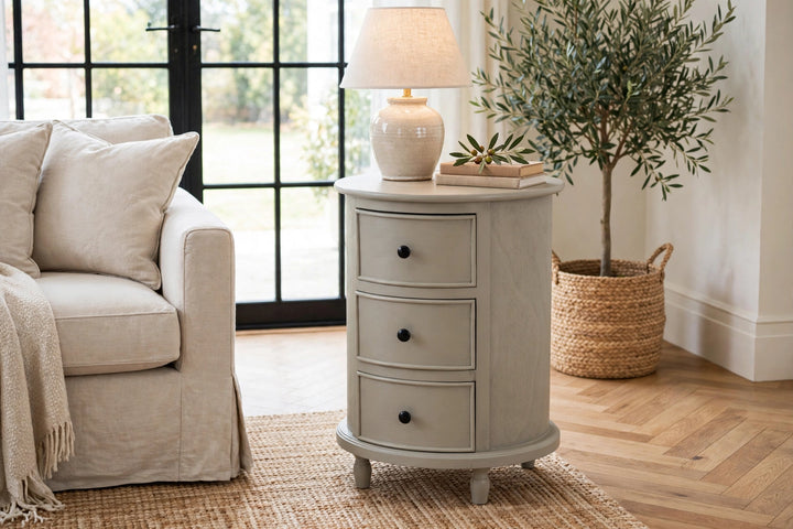 The Camden Collection 3 Drawer Round Side Table