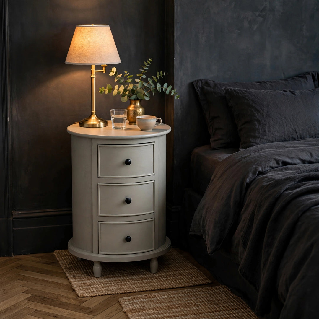 The Camden Collection 3 Drawer Round Side Table