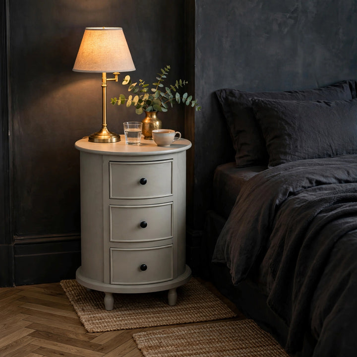 The Camden Collection 3 Drawer Round Side Table