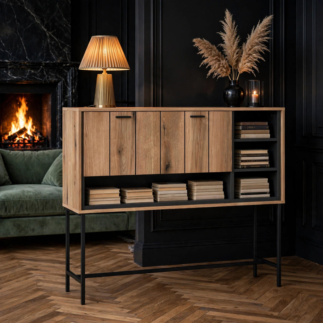 Arundel Bar Table with 1 Flap in Oak/Grey