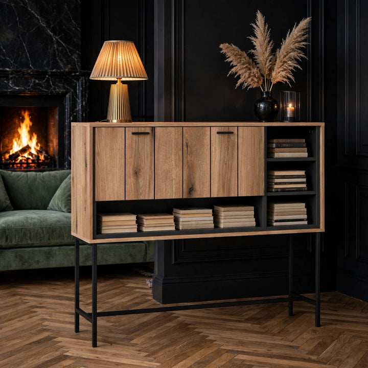 Arundel Bar Table with 1 Flap in Oak/Grey