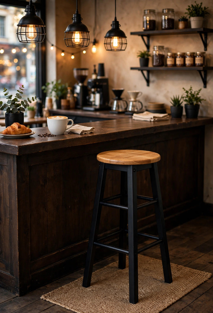 Poise Kitchen/Bar Stool – Black & Natural Wood