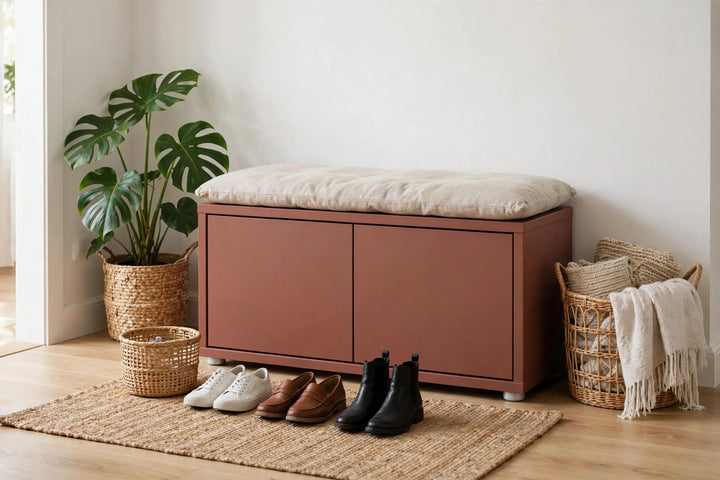 Alice Springs Bench with 2 Doors Push-to-Open in Terracotta