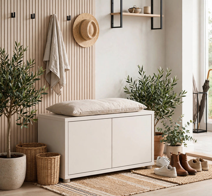 Alice Springs Bench with 2 Doors Push-to-Open in Sand