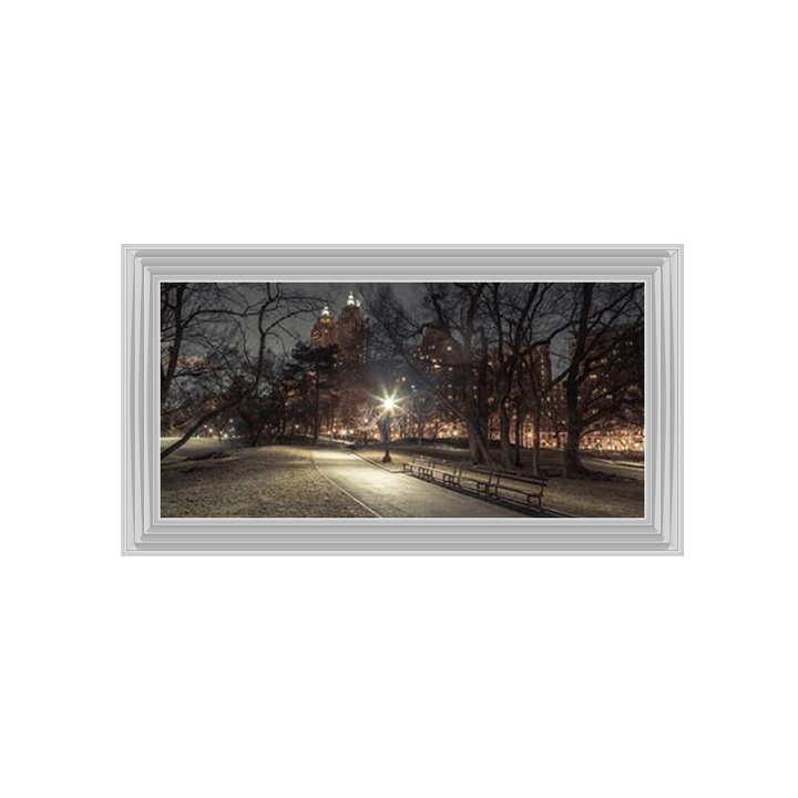 Path in cental park at night, winter, snow, New York. Assaf Frank