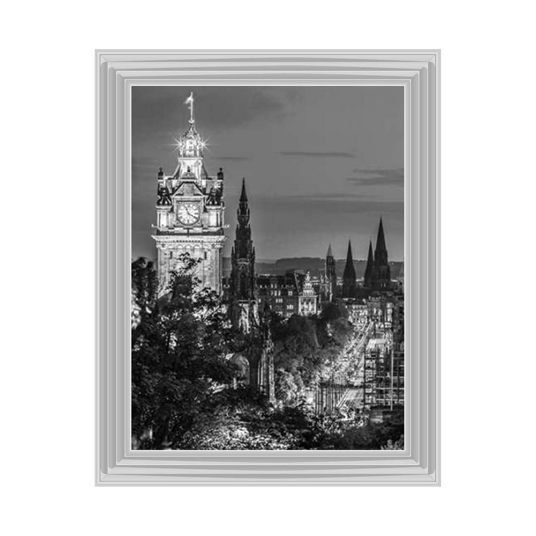 Princess Street and the Balmoral Hotel and night, Edinbrugh, Scotland, Assaf Frank