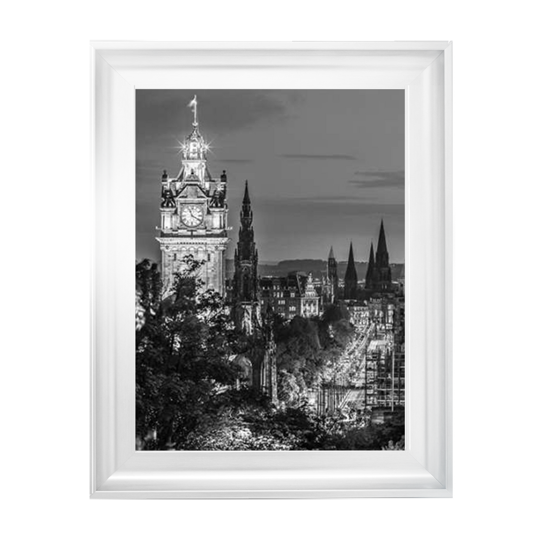 Princess Street and the Balmoral Hotel and night, Edinbrugh, Scotland, Assaf Frank