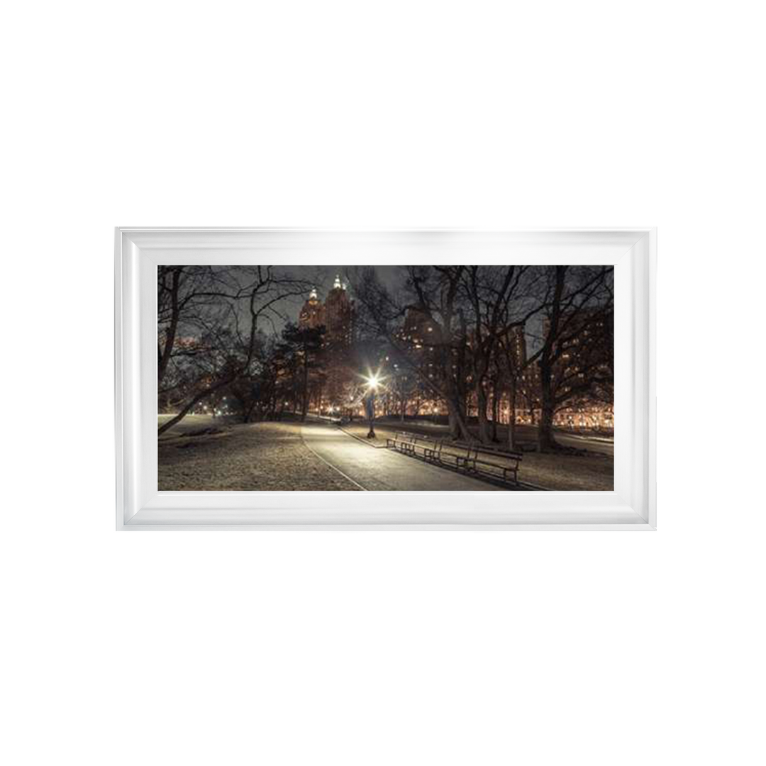 Path in cental park at night, winter, snow, New York. Assaf Frank