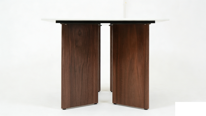 Almira Table - Walnut & Travertine